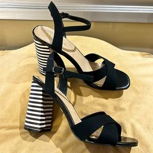 n by Nicole Miller Barbara Striped Slingback Heels - Women’s 9.5 (Fits Sz 10)